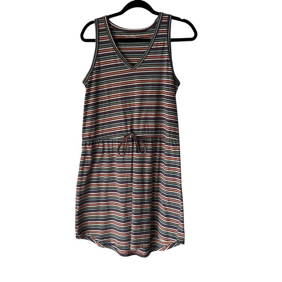 Eddie Bauer Striped Tank Dress‎ Size Small Drawstring Waist Cotton USA Casual - Picture 1 of 7